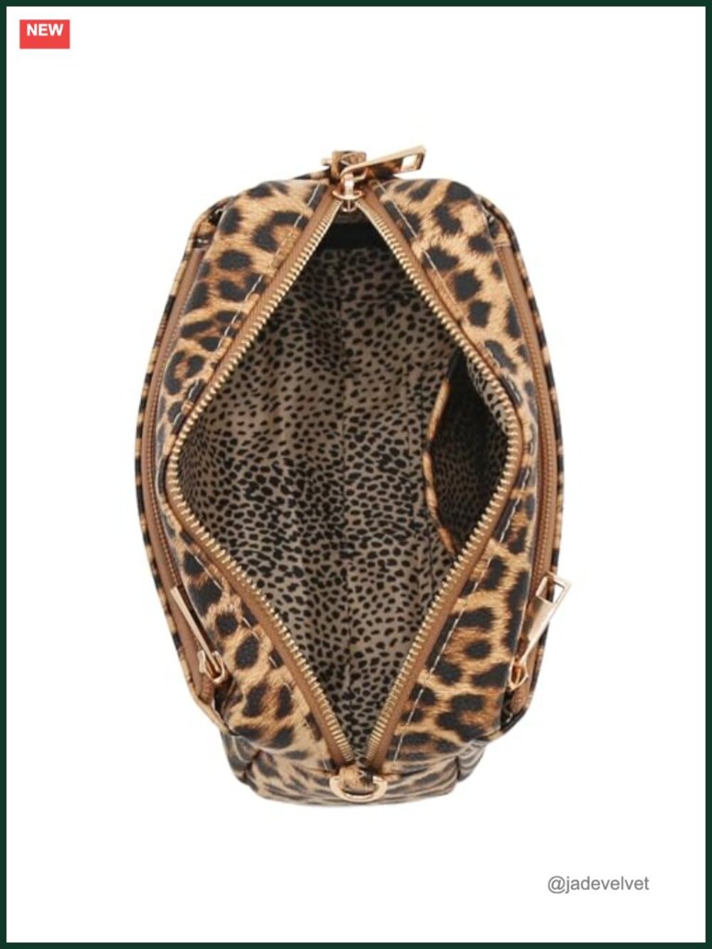 Animal Print Faux Leather Triple Zip Small Crossbody Bag - Picture 5 of 6